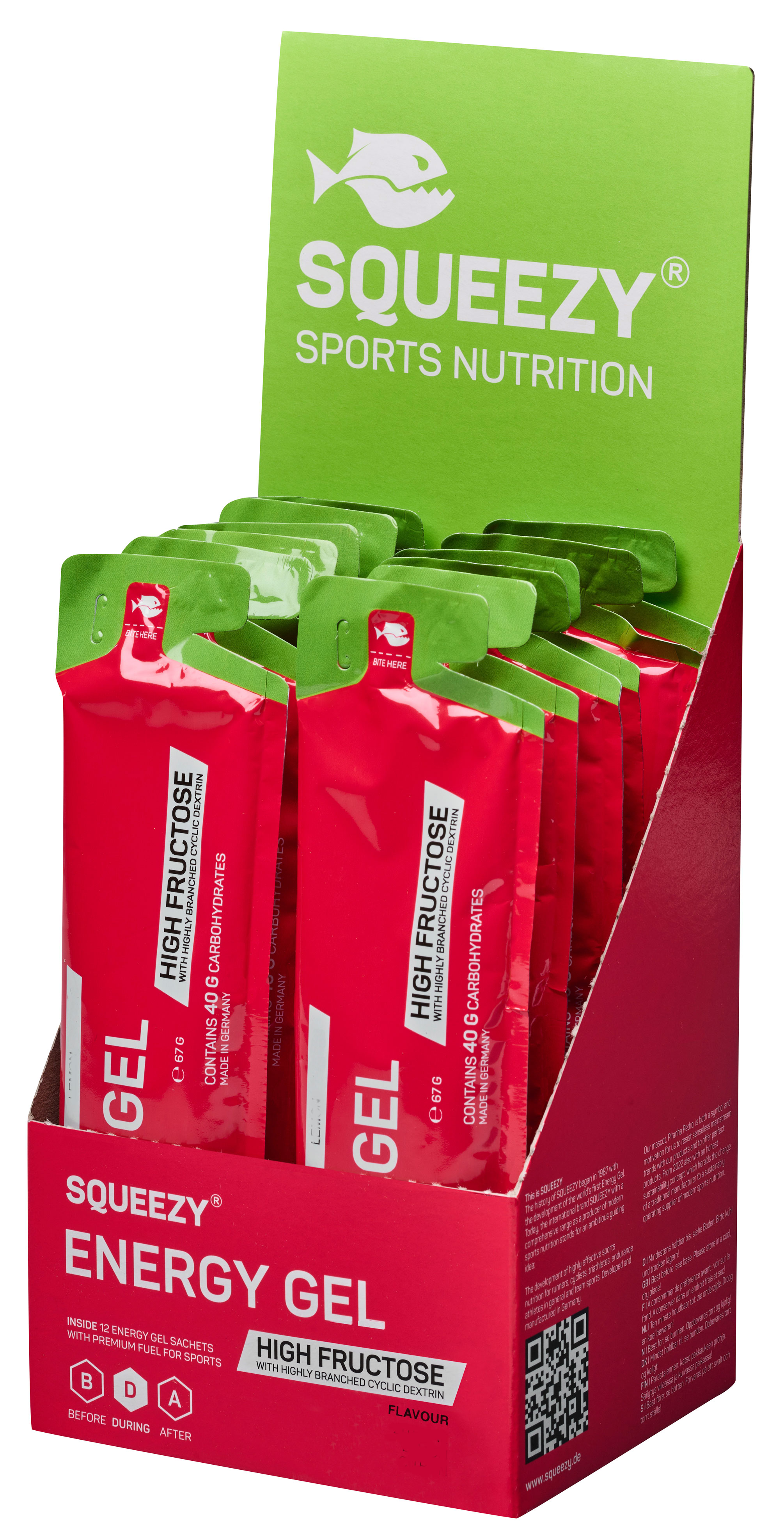 Squeezy Energy Gel High Fructose Box 12 Beutel 67g